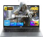 Laptop Computer with N97 Processor(Up to 3.6Ghz) 16GB RAM 512GB SSD Laptop, 15.6 Inch FHD Screen Gaming Laptops Windows 11 Laptop Computer, Light&Thin, Metal Shell, Webcam, Type-C, USB3.2, Grey