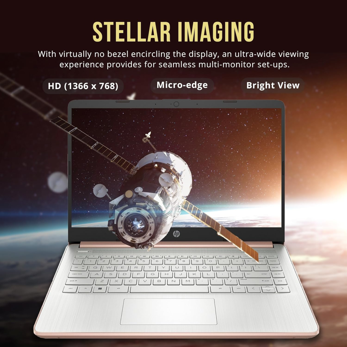 Stream 14" HD Brightview Laptop, Intel Celeron N4120, 16GB RAM, 288GB Storage (128GB Emmc + 160GB Docking Station Set), Intel UHD Graphics, 720P Webcam, Wi-Fi, 1 Year Office 365, Win 11 S, Gold - Image 4